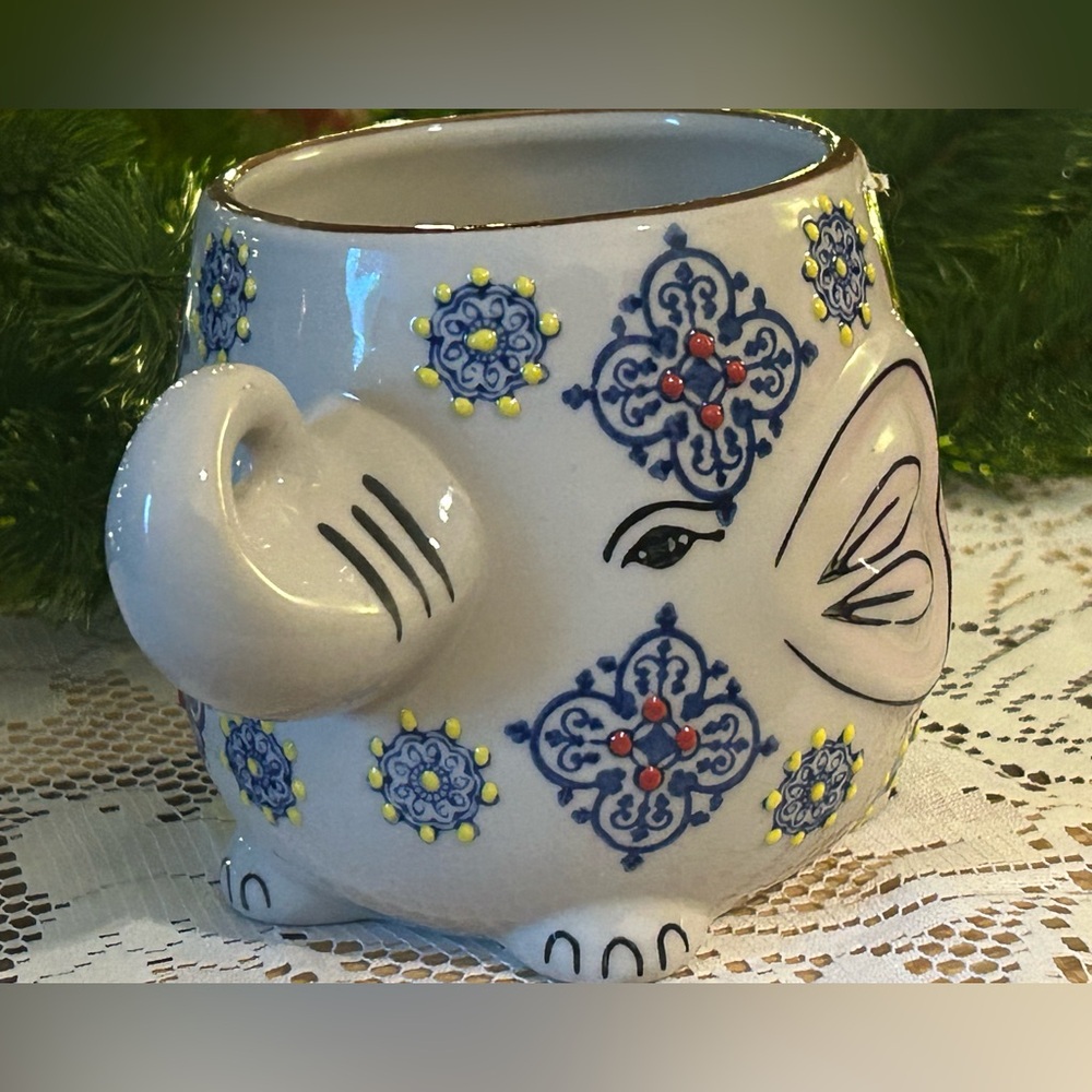 3/$30✨🆕🐘Bohemian Elephant Mug - Hand Painted!🍀☮️🐘 🍀Never Used🍀